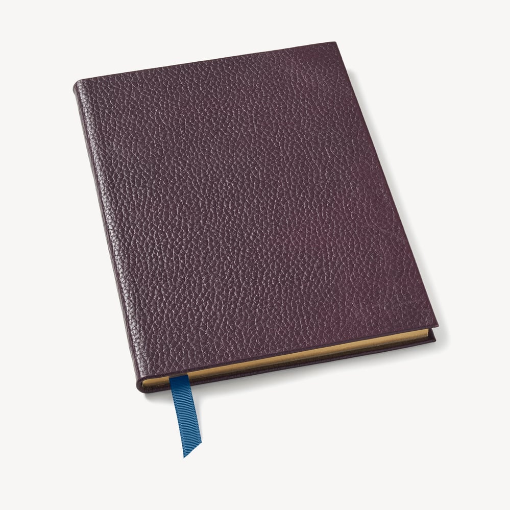 A5 Leather Bound Notebook Fig Pebble