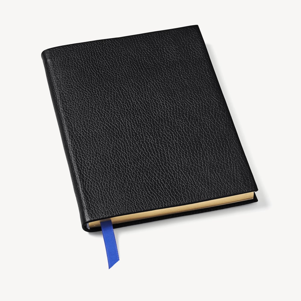 A5 Leather Bound Notebook Black Pebble