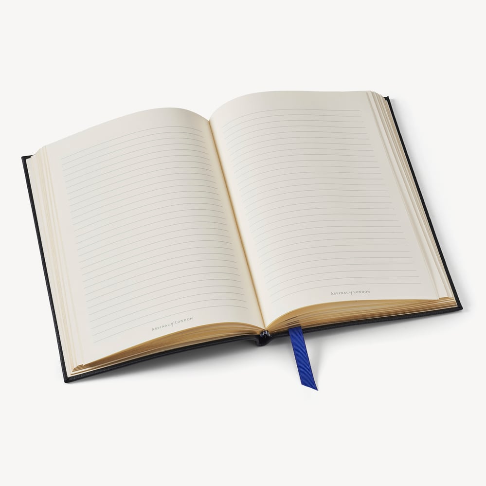 A5 Leather Bound Notebook Black Pebble