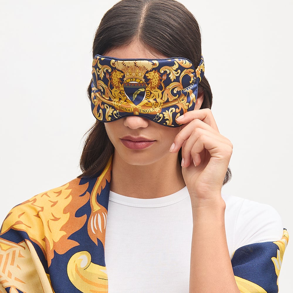 Silk Eye Mask Set Navy Signature Shield Pure Silk