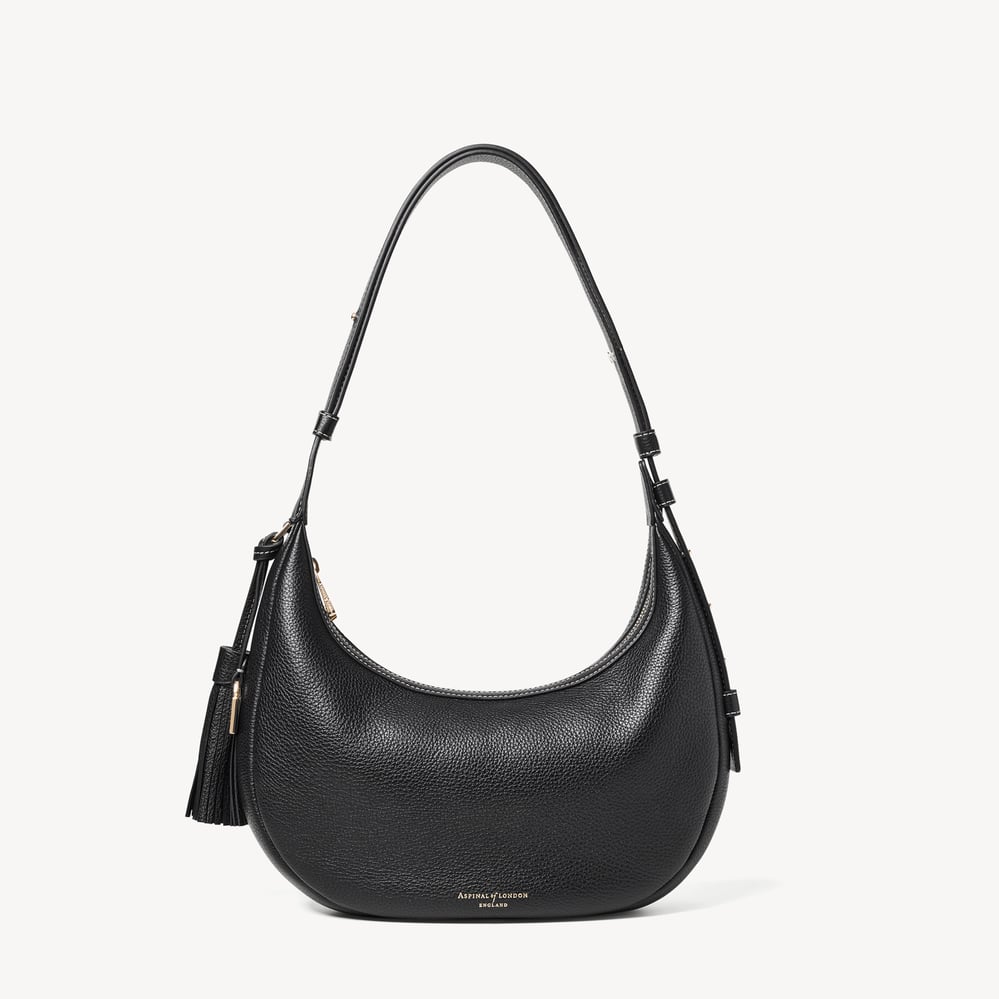 Soho Small Crescent Black Milled Pebble