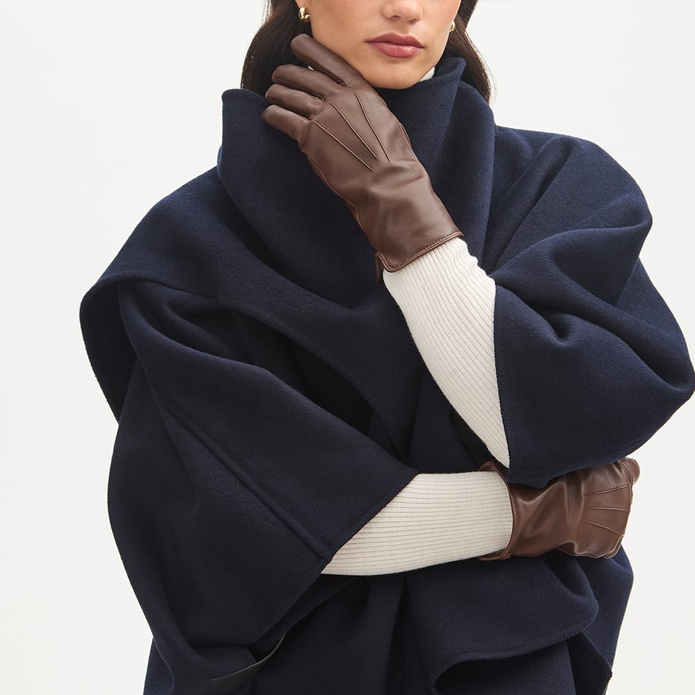 Women's Cashmere Lined Leather Gloves Saddle Tan Nappa