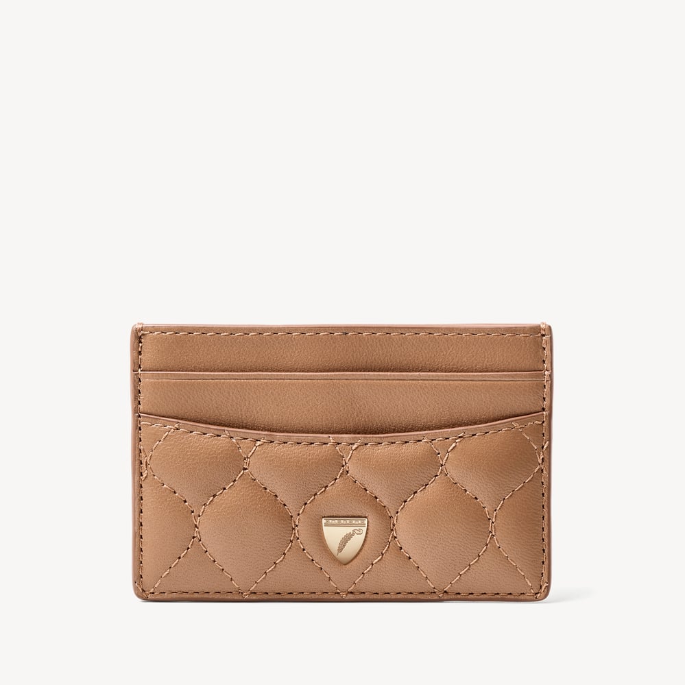 Slim Credit Card Holder Caramel Quilted Nappa