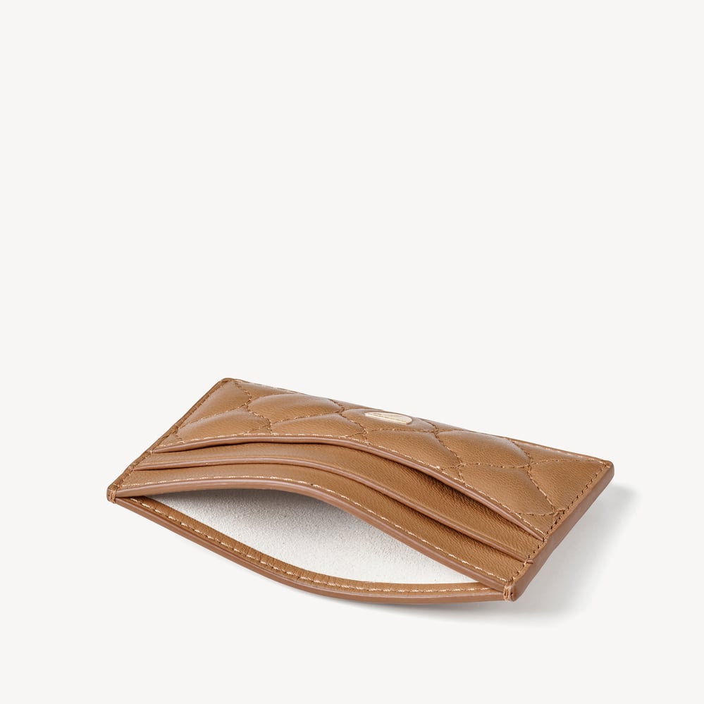 Slim Credit Card Holder Caramel Quilted Nappa