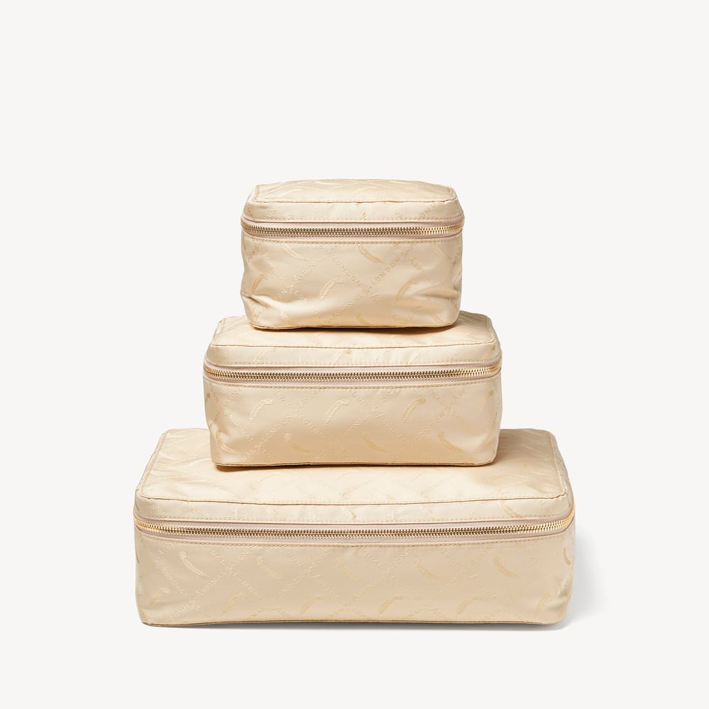 Set of 3 Connaught Packing Cubes Ivory Signature Feather Monogram