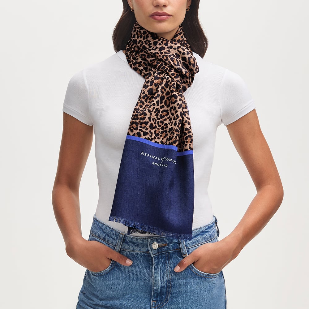 Merino & Silk Stole Leopard Print