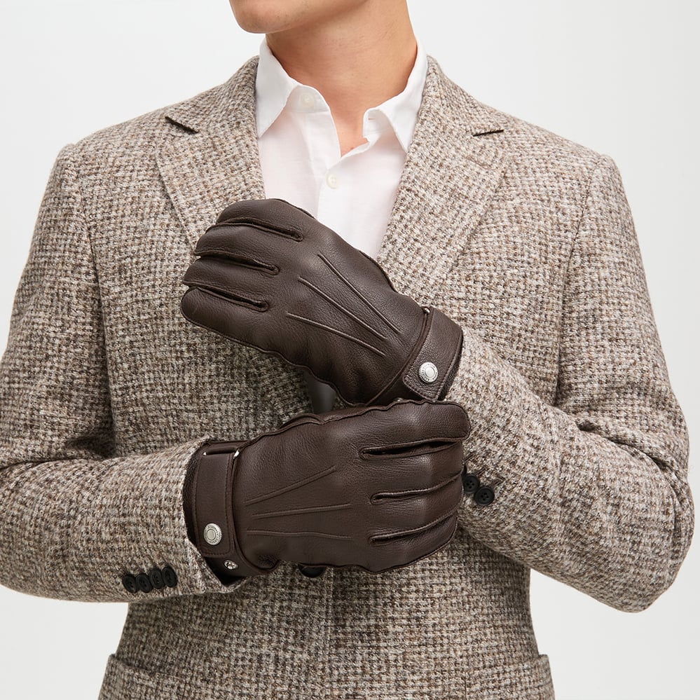 Men's Aerodrome Leather Gloves Chocolate Deerskin