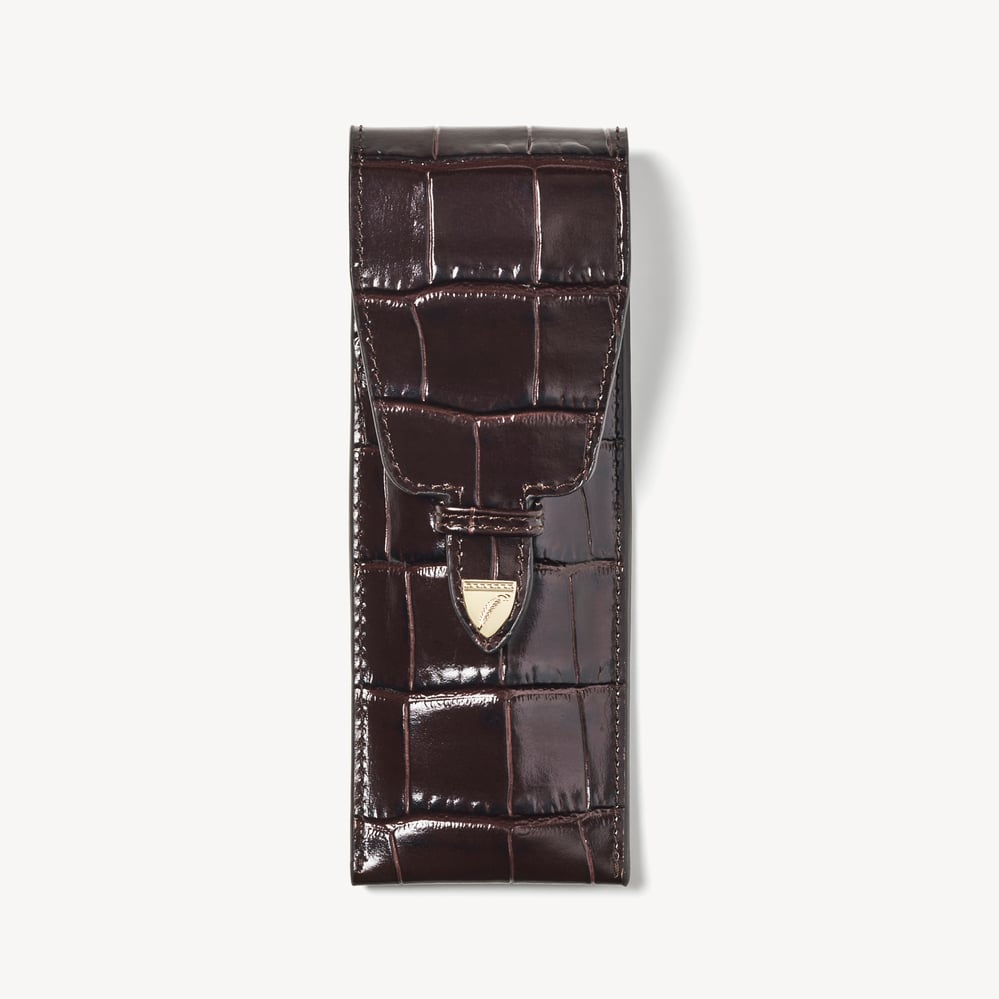 Pen Case Deep Shine Amazon Brown Croc