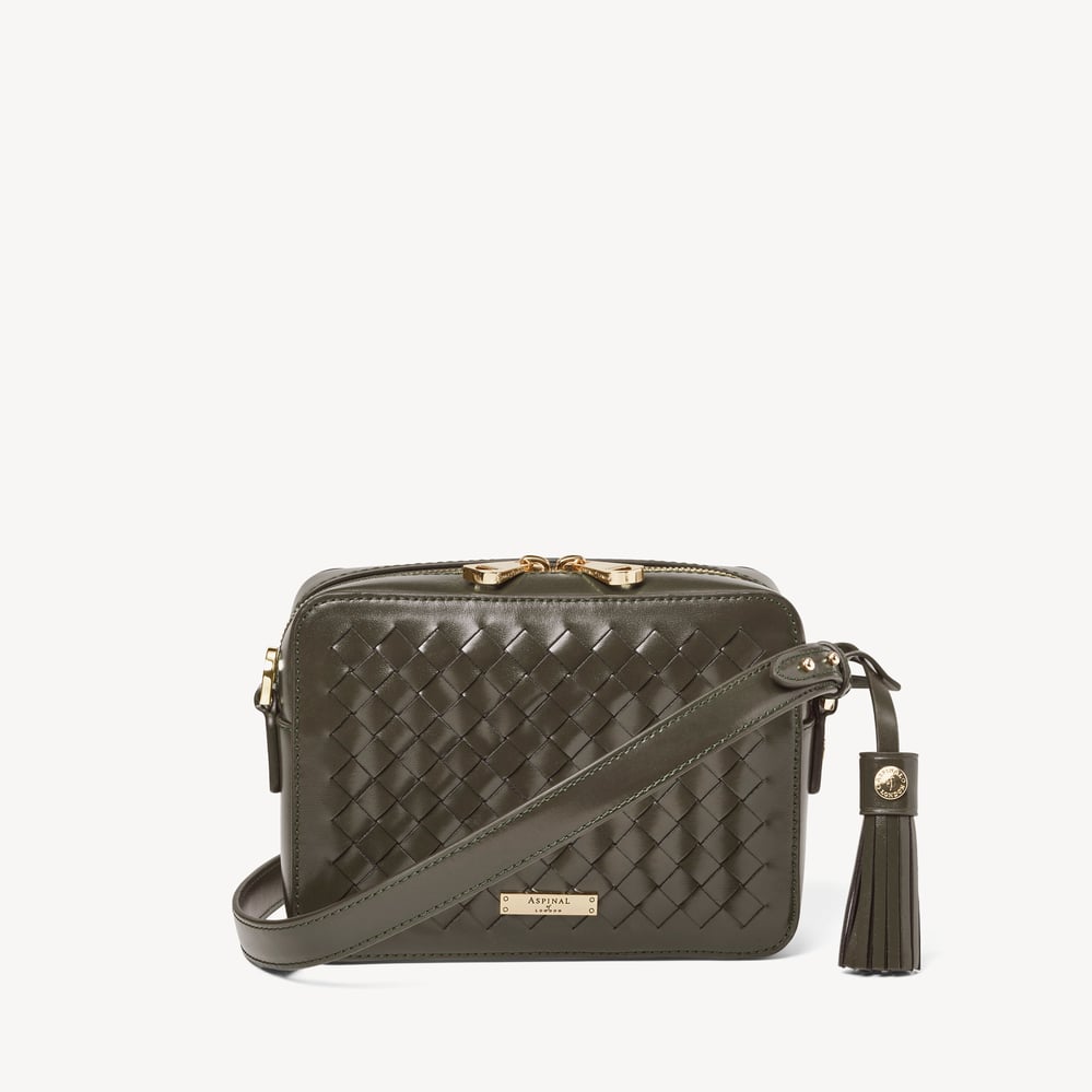 Camera Crossbody Evergreen Woven Leather