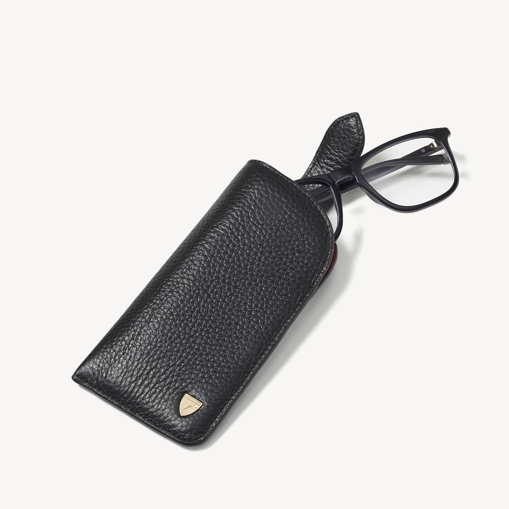 Glasses Case with Tab Black Pebble