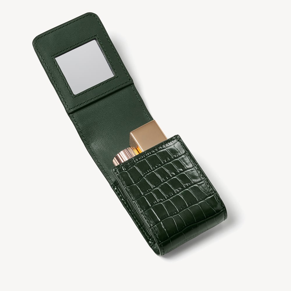 Duo Lipstick Case Deep Shine Evergreen Small Croc