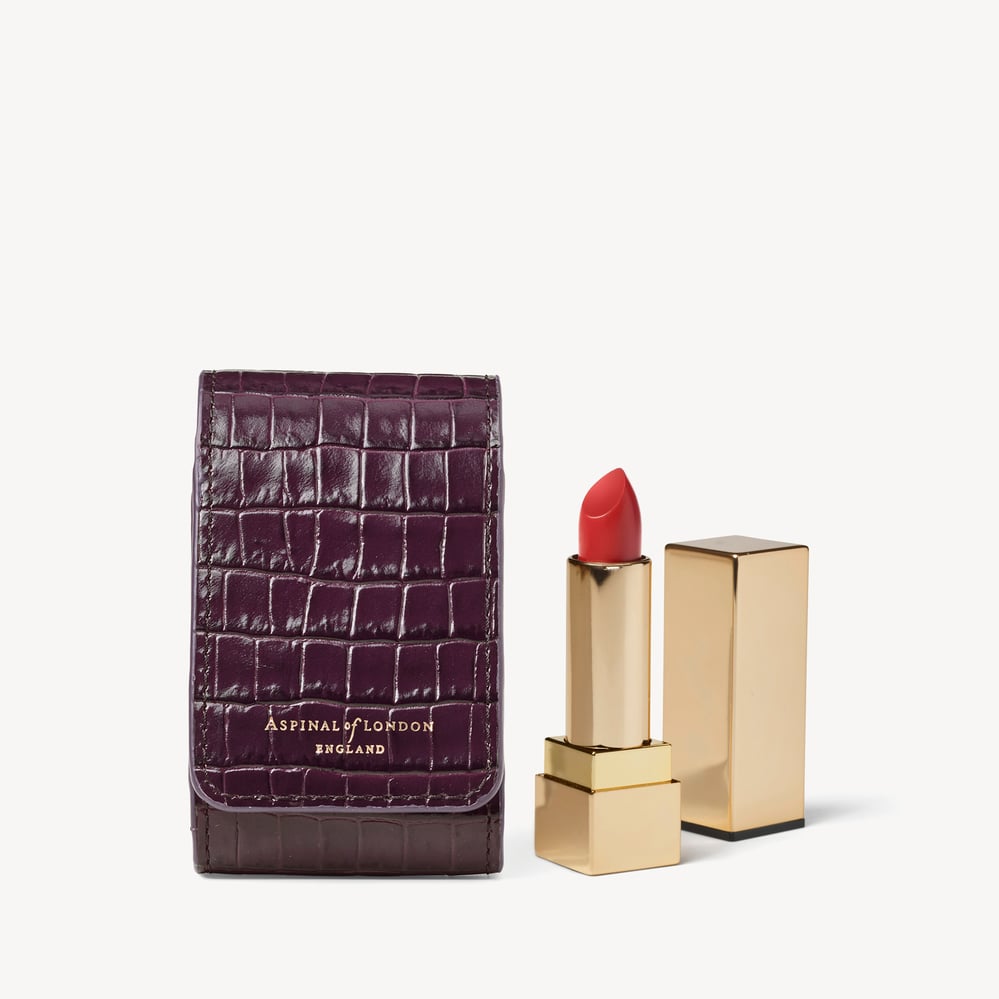 Duo Lipstick Case Deep Shine Fig Small Croc
