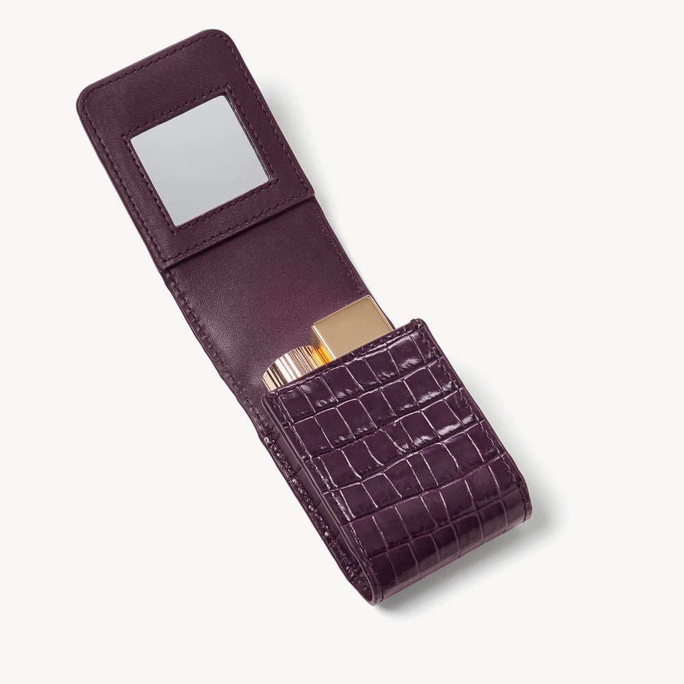 Duo Lipstick Case Deep Shine Fig Small Croc