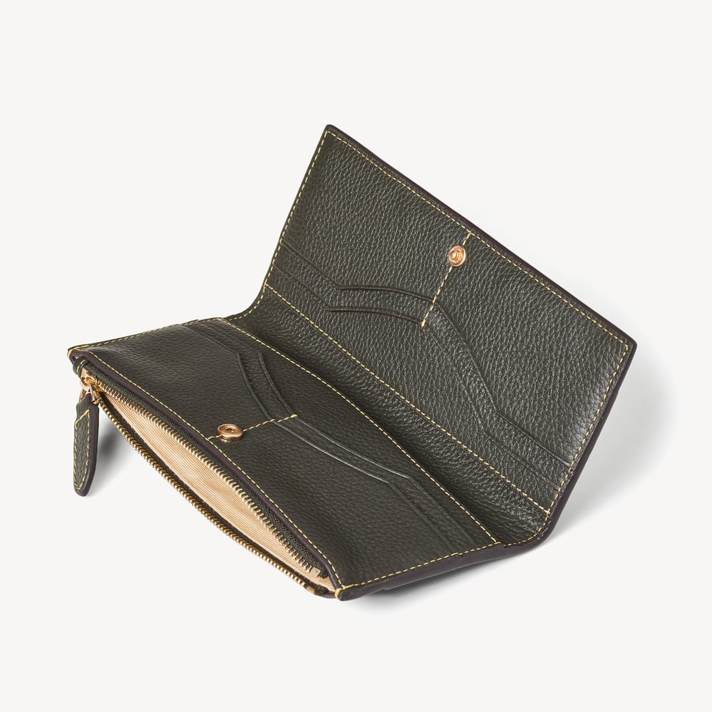 Large Hudson Wallet Forest Green Pebble