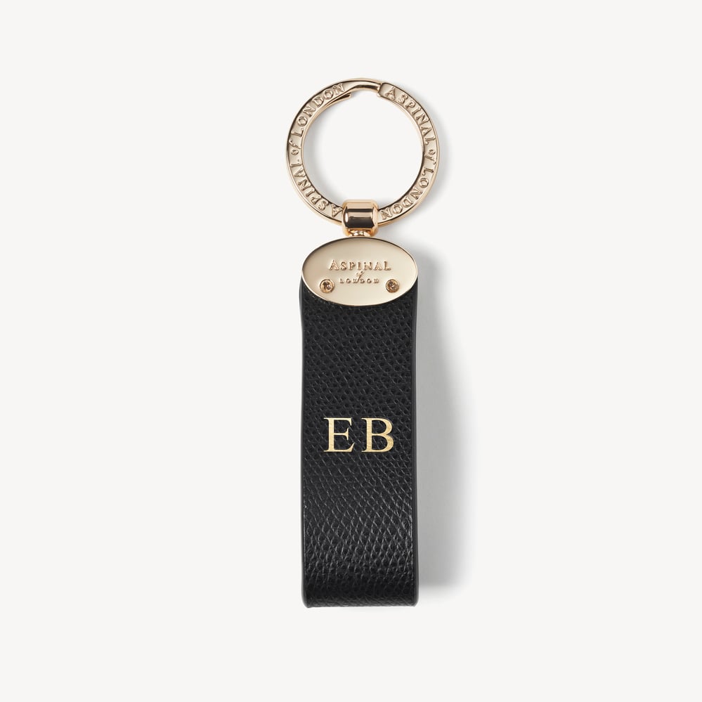 Oval Loop Keyring Black Soft Saffiano