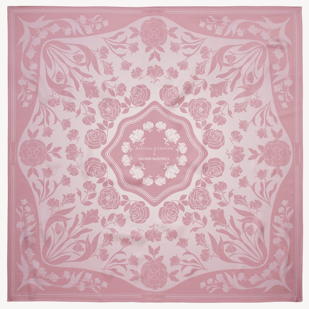 Lancashire Rose Silk Scarf Rose Pink Pure Silk