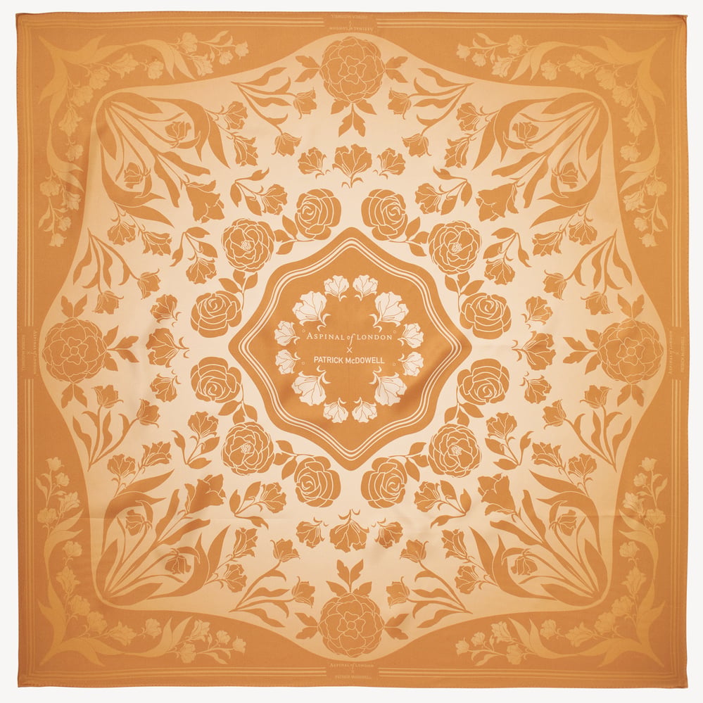 Lancashire Rose Silk Scarf Gold Pure Silk