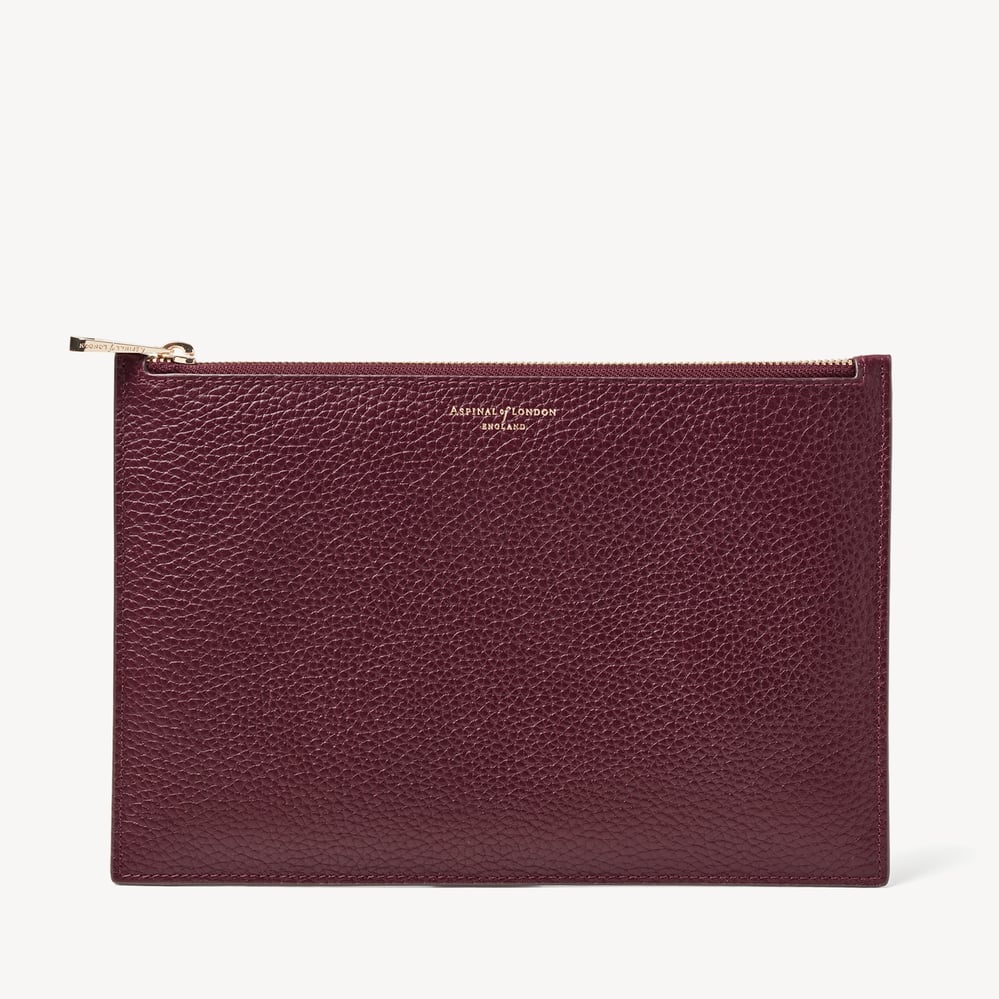 Large Essential Flat Pouch Burgundy Pebble