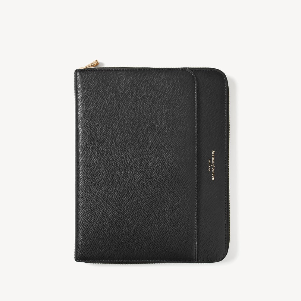 A5 Compact Organiser Padfolio Black Soft Saffiano