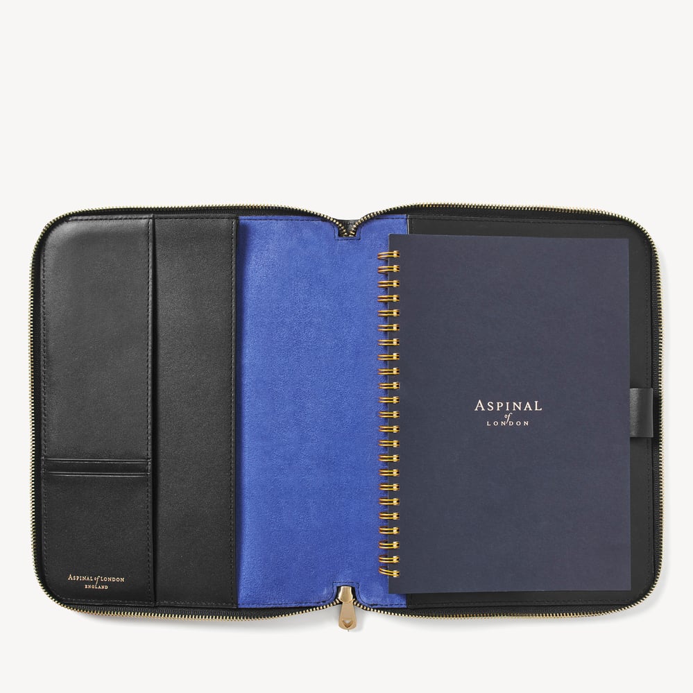 A5 Compact Organiser Padfolio Black Soft Saffiano