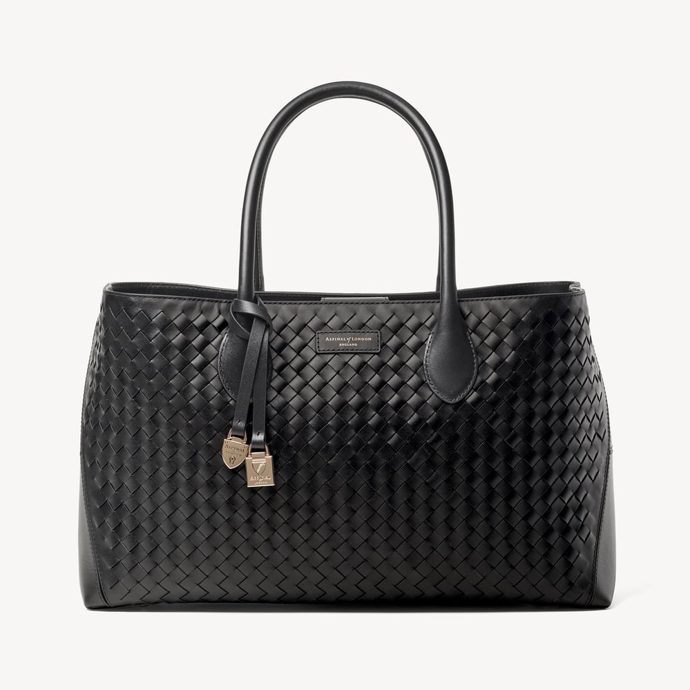 London Tote Black Woven Leather