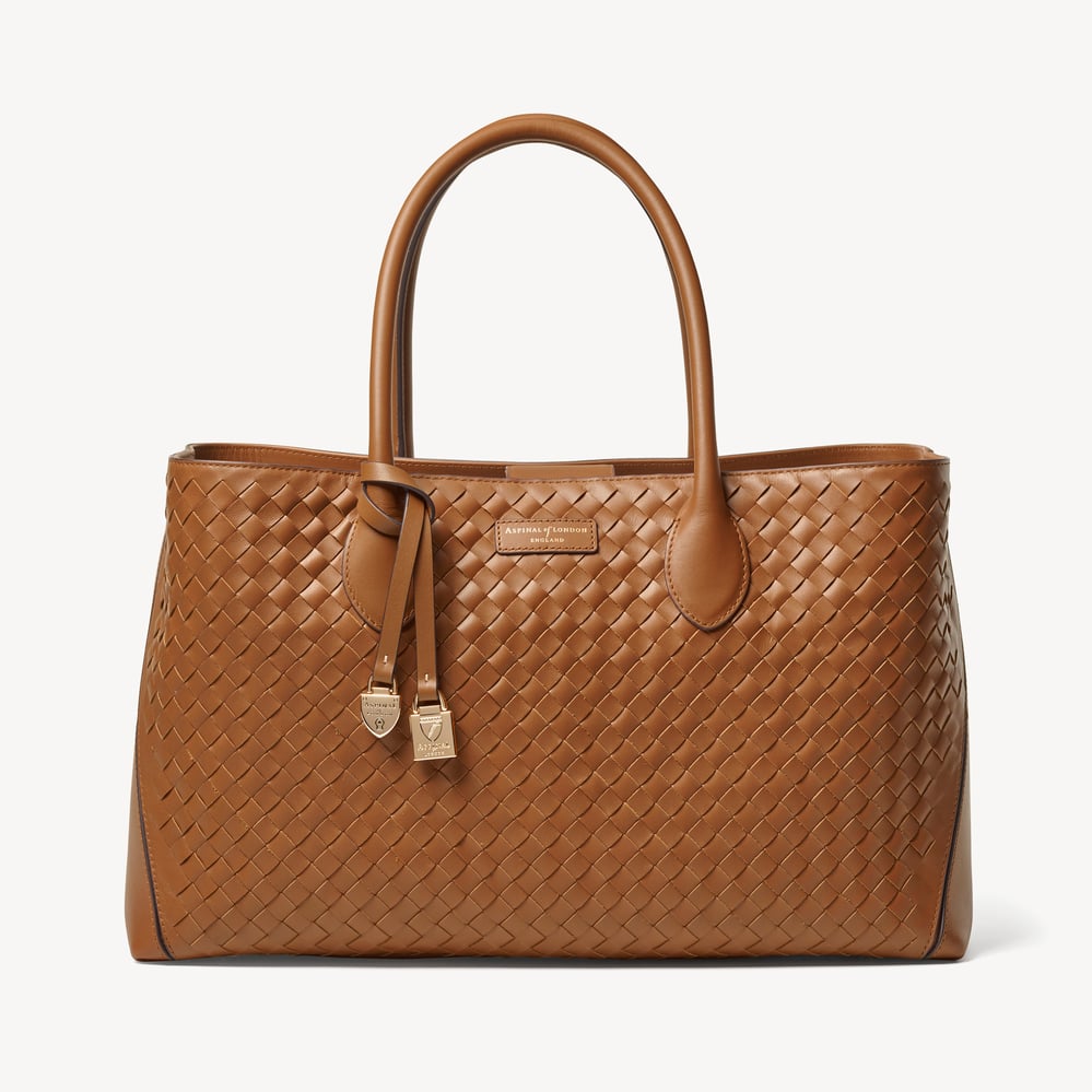 London Tote Tan Woven Leather