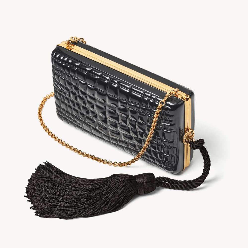 Florence Clutch Black Patent Resin Croc