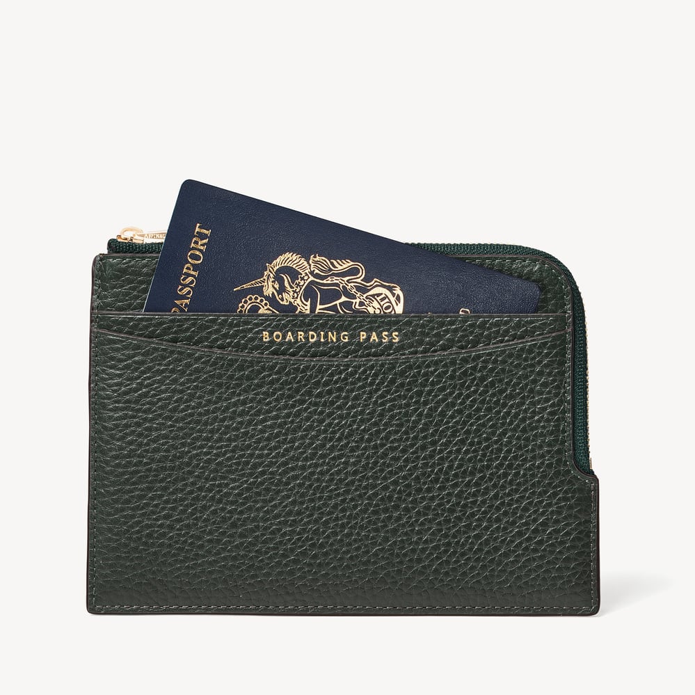 Zipped Travel Wallet Alpine Green Pebble