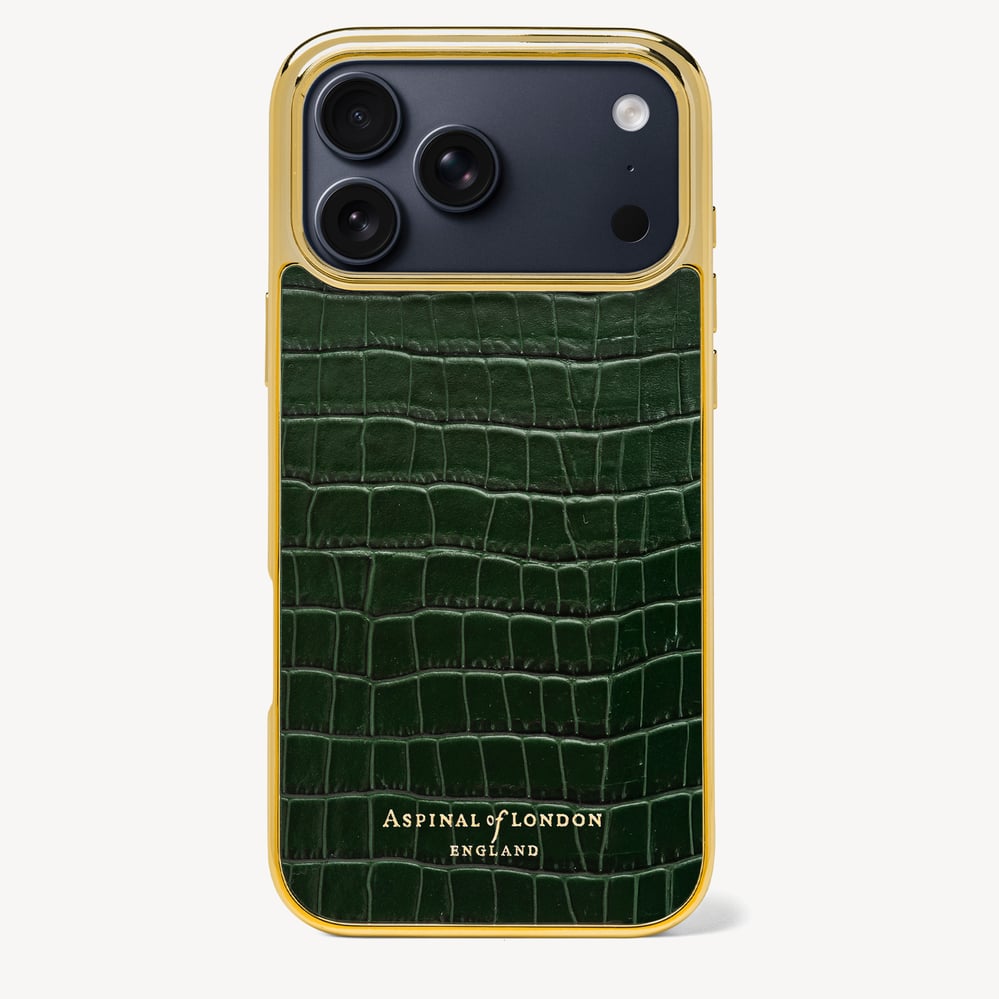 iPhone 17 Pro Max Case Deep Shine Evergreen Small Croc