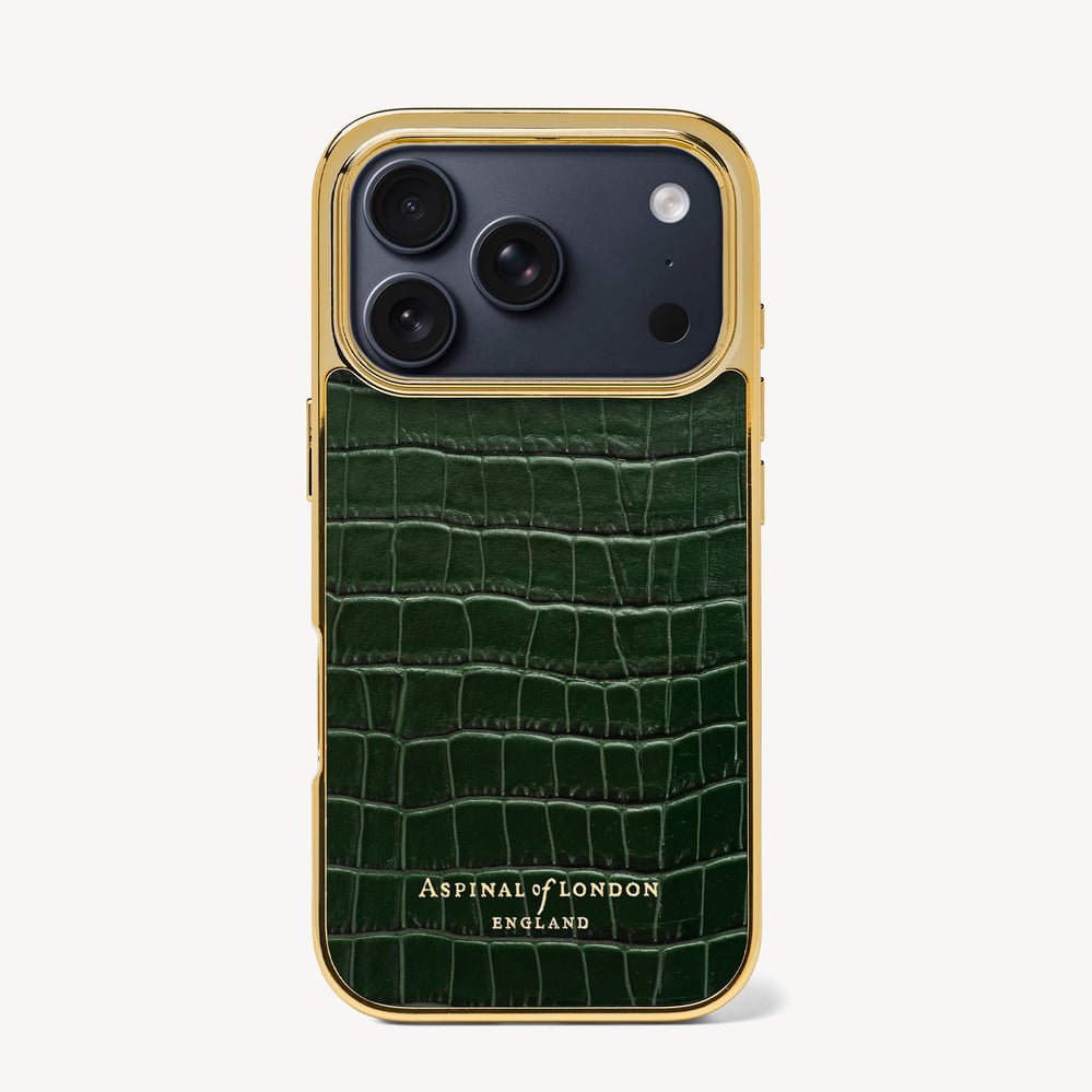 iPhone 17 Pro Case Deep Shine Evergreen Small Croc