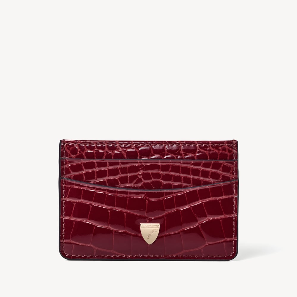 Slim Credit Card Holder Merlot Patent Croc