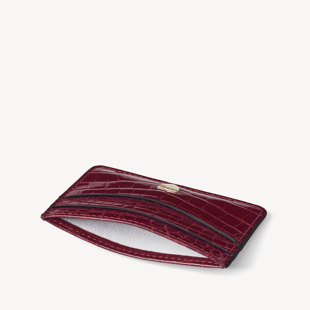 Slim Credit Card Holder Merlot Patent Croc