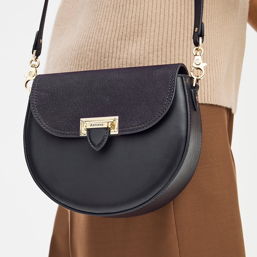 Portobello Crossbody Navy Suede & Smooth Navy