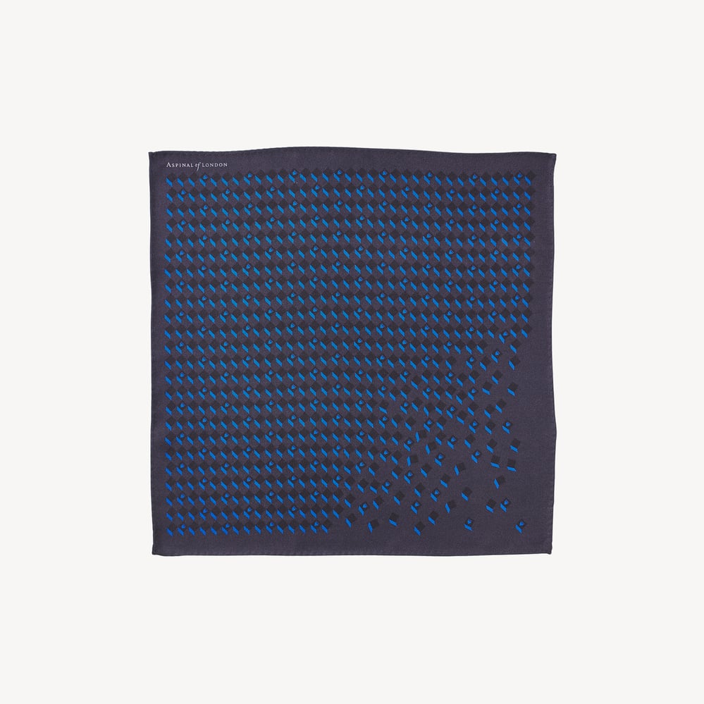 Pure Silk Pocket Square Navy Falling Shields