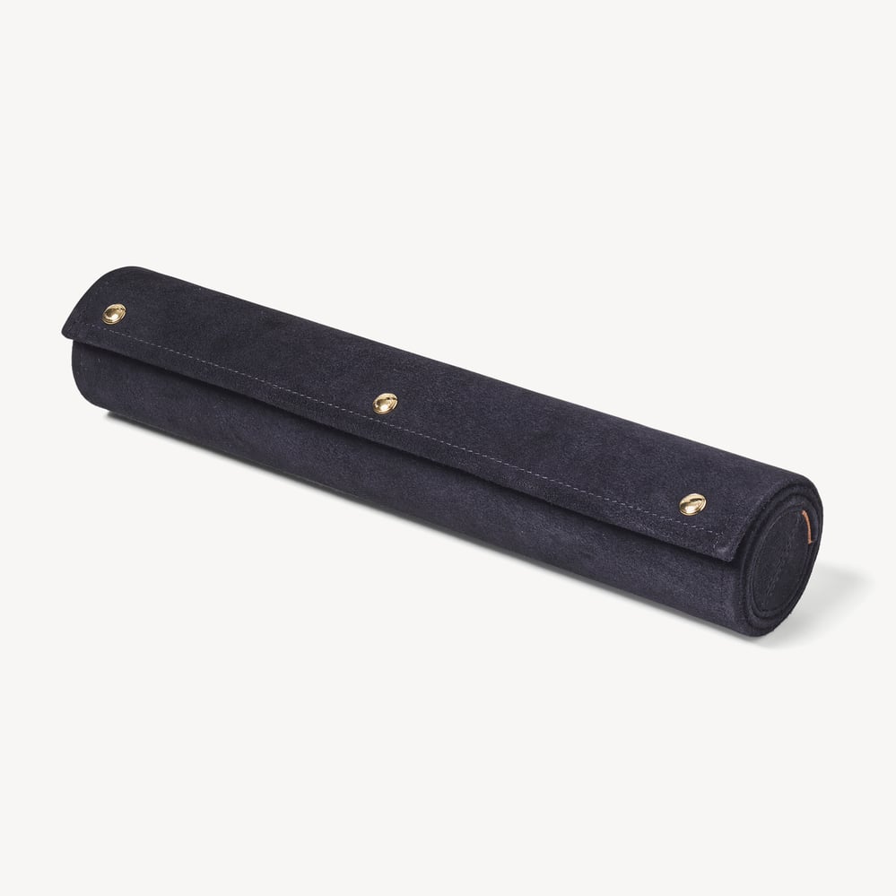 Travel Backgammon Set Navy & Cappucino Suede