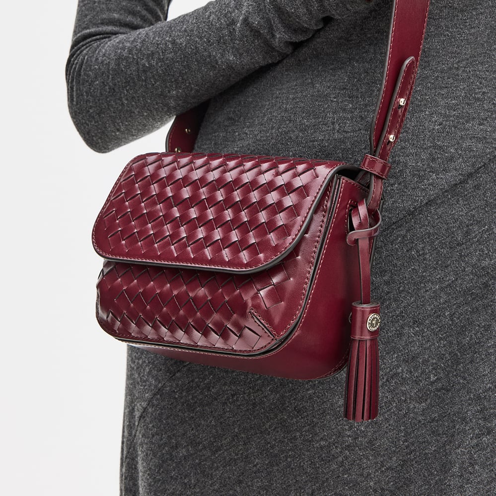 Ella Crossbody Merlot Woven Leather