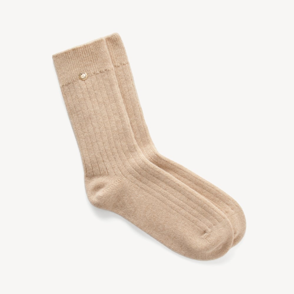 Rib Knit Cashmere Socks Oatmeal Melange Cashmere