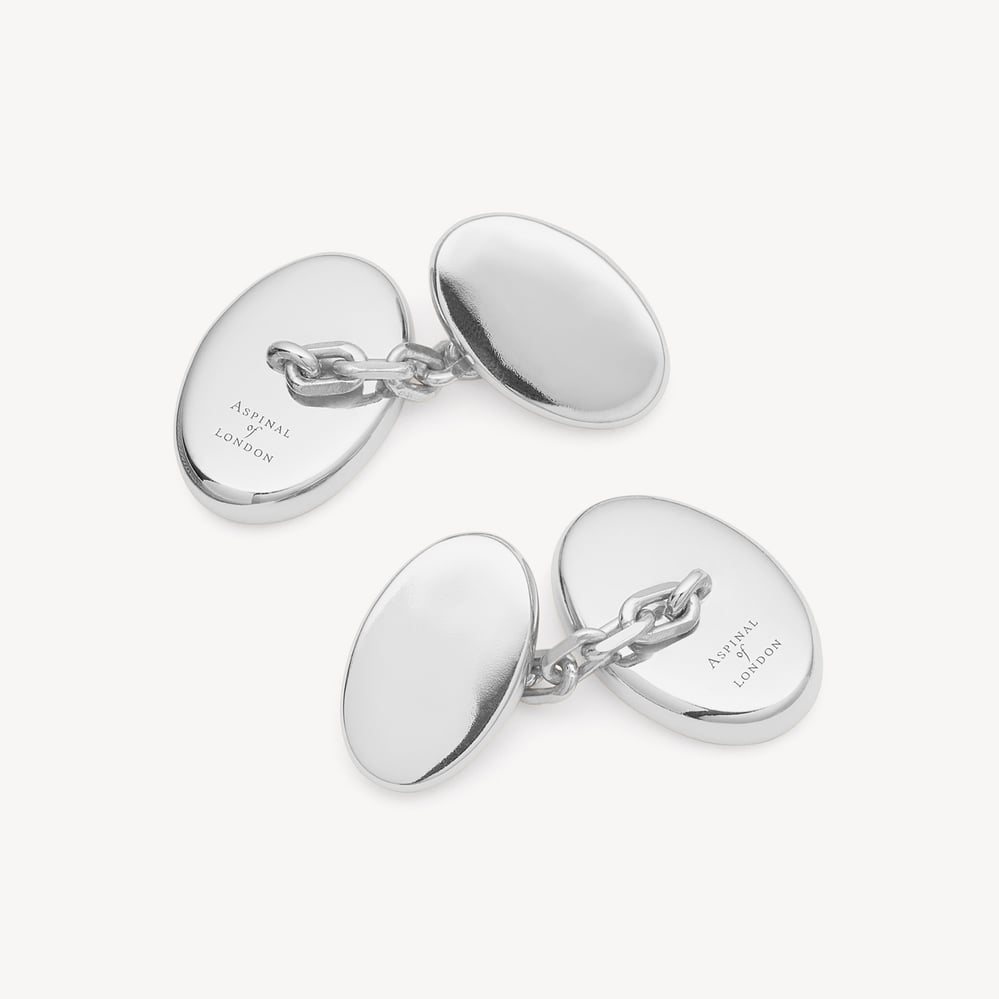 Diamond Faceted Oval Cufflinks 0.03ct Diamonds