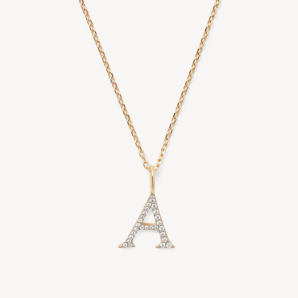 Diamond Initial A Necklace 0.114ct Diamond