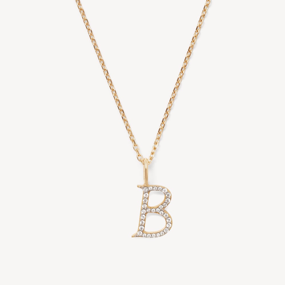 Diamond Initial B Necklace 0.136ct Diamond