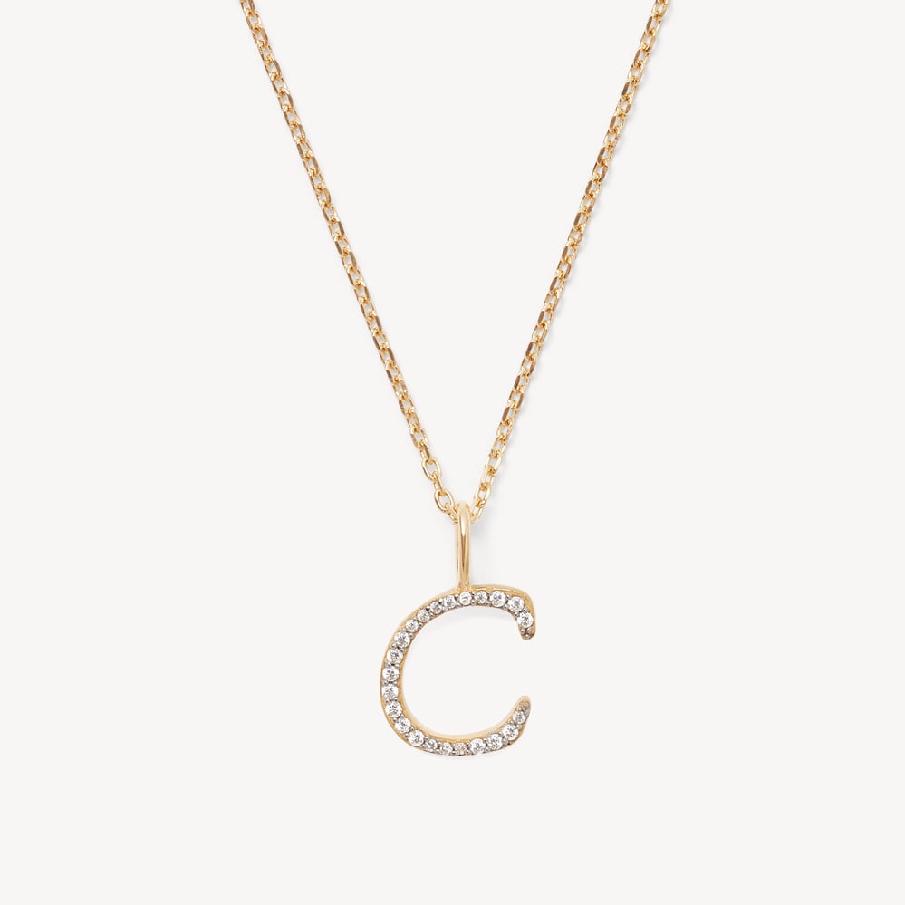 Diamond Initial C Necklace 0.148ct Diamond