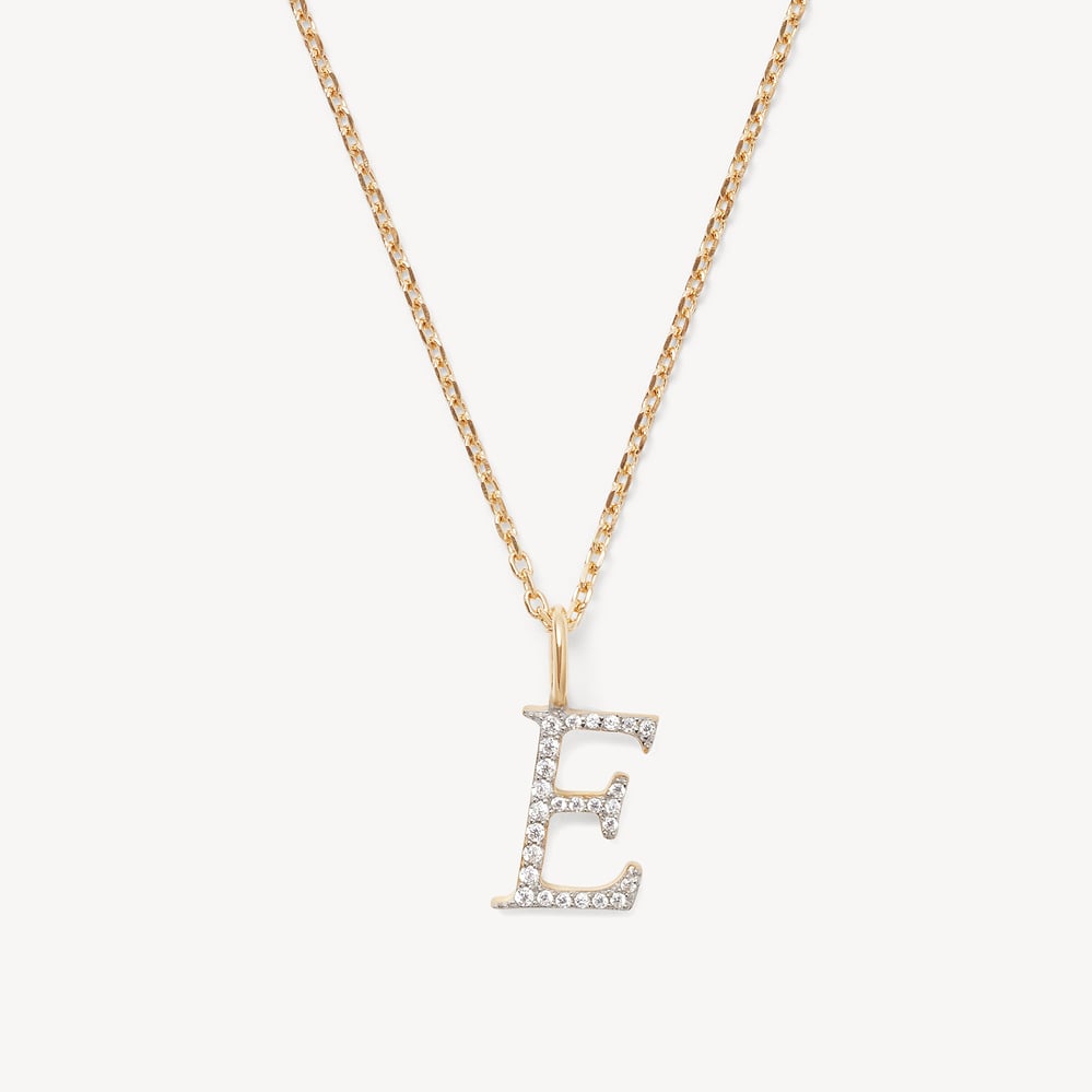 Diamond Initial E Necklace 0.113ct Diamond