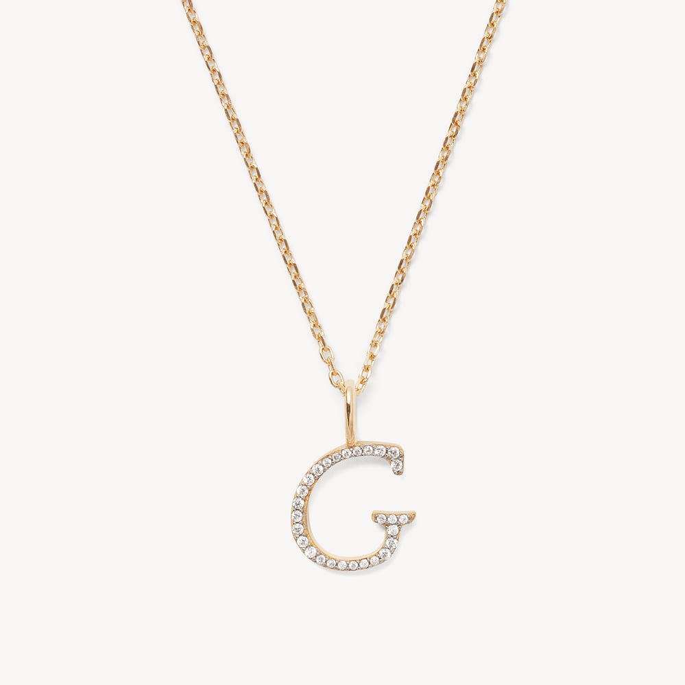 Diamond Initial G Necklace 0.126ct Diamond