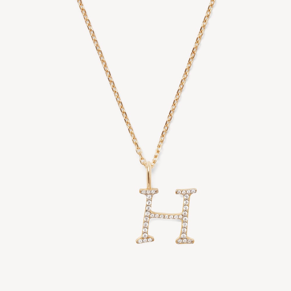 Diamond Initial H Necklace 0.126ct Diamond