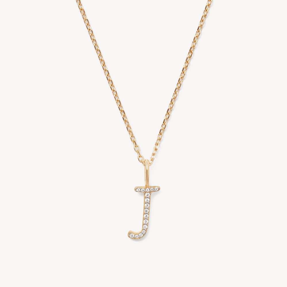 Diamond Initial J Necklace 0.062ct Diamond