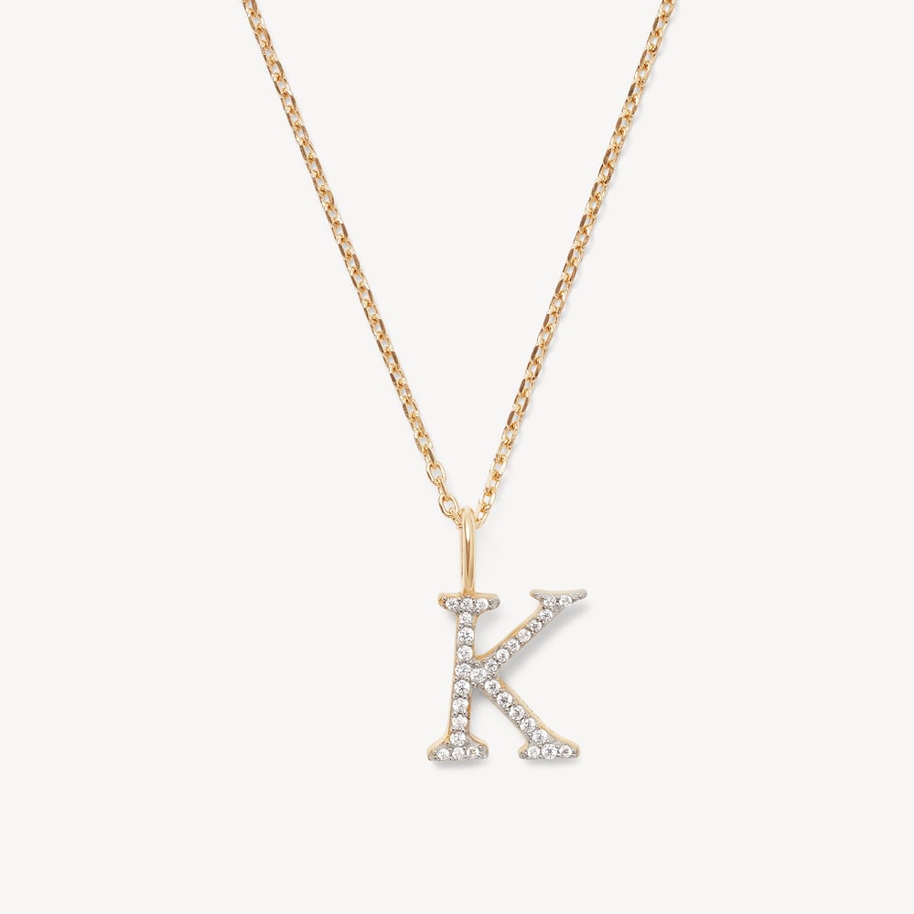 Diamond Initial K Necklace 0.138ct Diamond