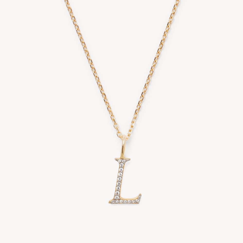Diamond Initial L Necklace 0.076ct Diamond