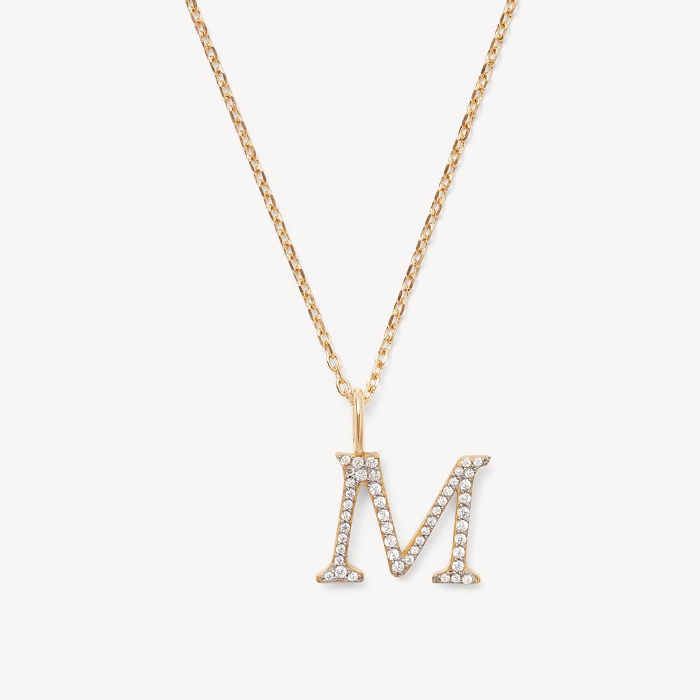 Diamond Initial M Necklace 0.207ct Diamond