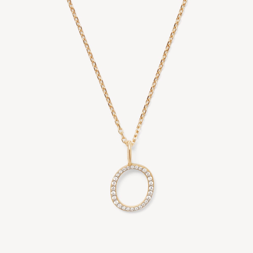 Diamond Initial O Necklace 0.126ct Diamond