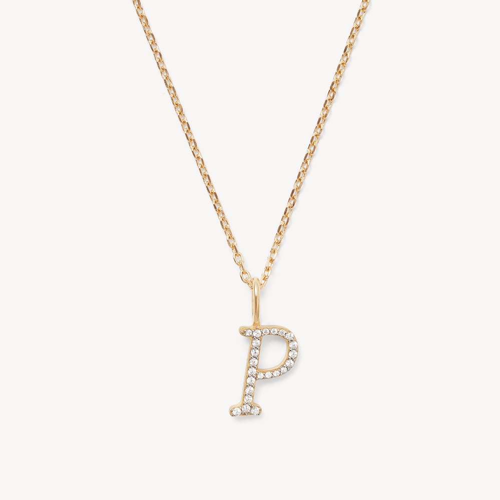 Diamond Initial P Necklace 0.126ct Diamond